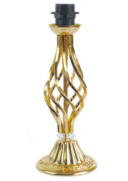 Kadife Kaplı Klasik Model Abajur Gold Ayak Haki Yeşil Kumaş AB85639