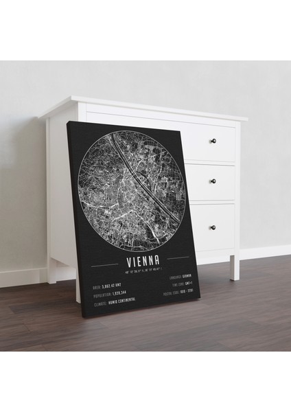 Viyana 50 x 70 cm Şehir Haritası Kanvas Tablo