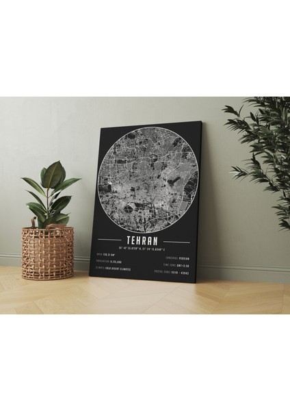 Tahran 50 x 70 cm Şehir Haritası Kanvas Tablo