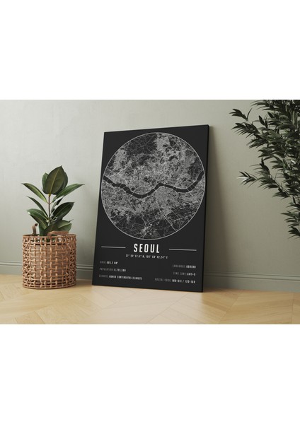 Seoul 50 x 70 cm Şehir Haritası Kanvas Tablo modelleri