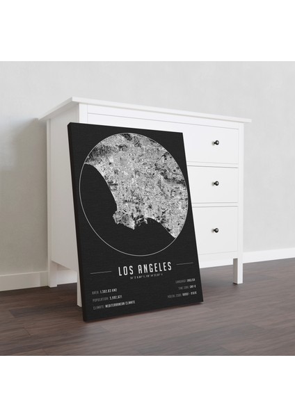 Los Angeles 50 x 70 cm Şehir Haritası Kanvas Tablo fiyatları
