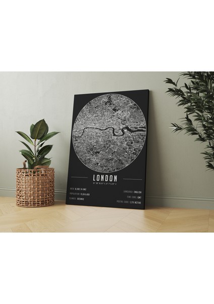 Londra 50 x 70 cm Şehir Haritası Kanvas Tablo