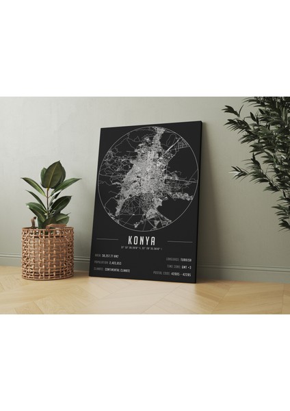Konya 50 x 70 cm Şehir Haritası Kanvas Tablo fırsatları