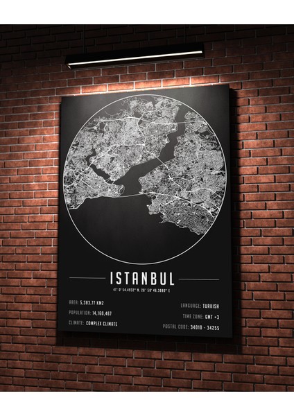 Istanbul 50 x 70 cm Şehir Haritası Kanvas Tablo fırsatları