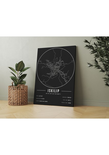 Iskilip 50 x 70 cm Şehir Haritası Kanvas Tablo
