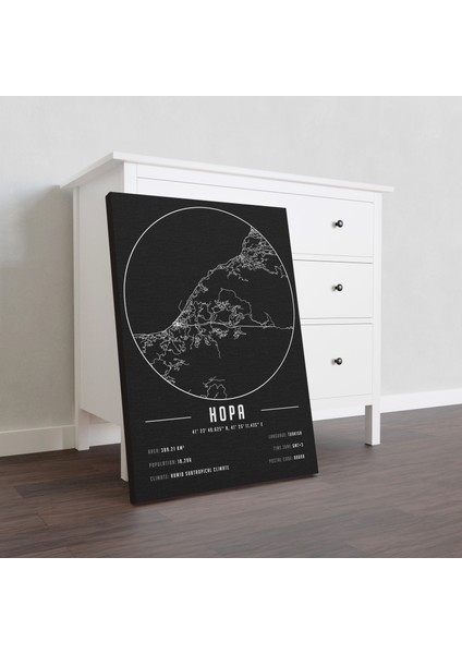 Hopa 50 x 70 cm Şehir Haritası Kanvas Tablo