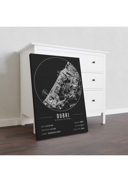 Dubai 50 x 70 cm Şehir Haritası Kanvas Tablo fırsatları