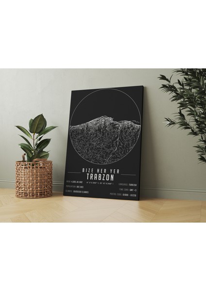 Bize Her Yer Trabzon 50 x 70 cm Şehir Haritası Kanvas Tablo fırsatları