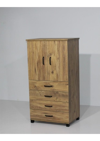 4 Çekmeceli Raflı Elbise Dolabı 61X44X128CM