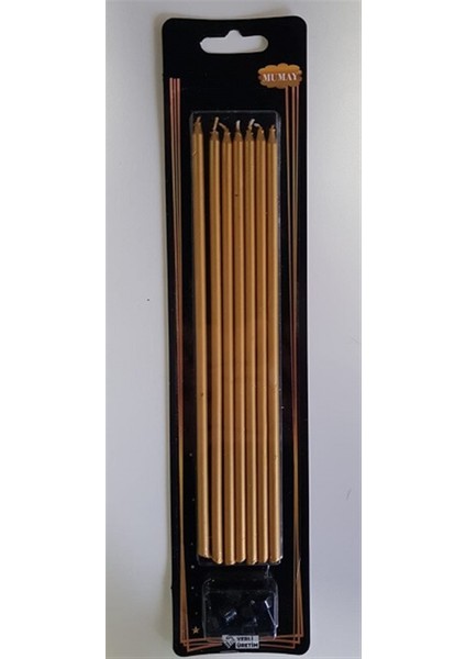 Çubuk Pasta Mumu Gold Altın 20 cm 7 Adet