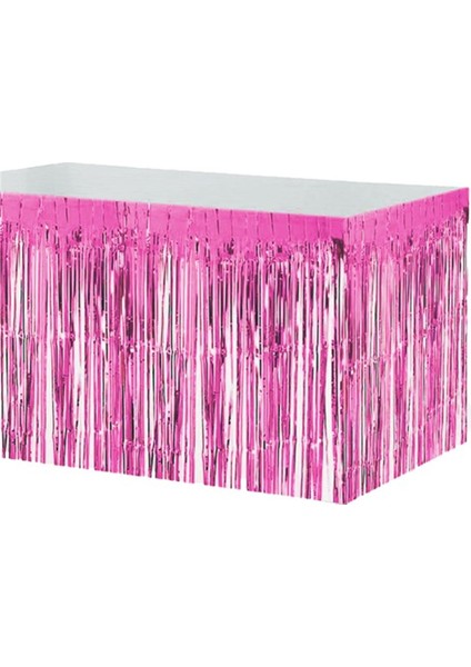 Masa Eteği Metalik Püskül Pembe