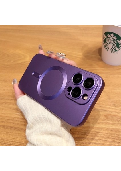Apple iPhone 13 Pro Kılıf Kamera Lens Koruyuculu Manyetik Tam Renkli Soft Kaymaz Silikon Kapak