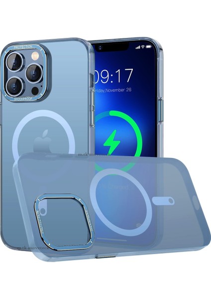 Apple iPhone 14 Pro Uyumlu Kılıf Kamera Çıkıntlı Arkası Sert Pc Buzlu Saydam Ince Magsafe Renkli Kılıf