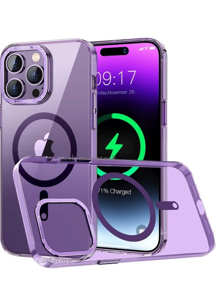 Apple iPhone 14 Pro Kılıf Kamera Çıkıntılı Arkası Sert Pc Şeffaf Sararmaz Ince Magsafe Renkli Kılıf