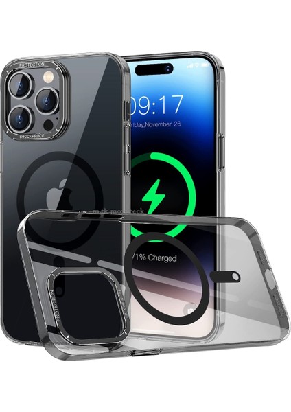 Apple iPhone 14 Pro Kılıf Kamera Çıkıntılı Arkası Sert Pc Şeffaf Sararmaz Ince Magsafe Renkli Kılıf