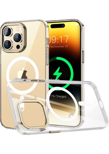 Apple iPhone 13 Pro Kılıf Kamera Çıkıntılı Arkası Sert Pc Şeffaf Sararmaz Ince Magsafe Renkli Kılıf