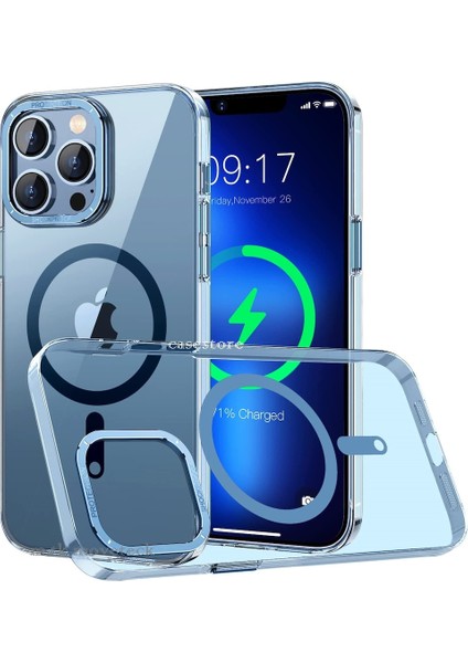 Apple iPhone 13 Pro Kılıf Kamera Çıkıntılı Arkası Sert Pc Şeffaf Sararmaz Ince Magsafe Renkli Kılıf