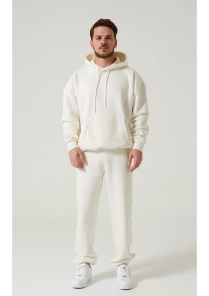 Kapüşonlu 3 Iplik Şardonlu %100 Pamuk Oversize Tam Kışlık Erkek Eşofman Takımı