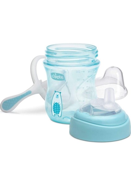 ® Yumuşak Uçlu Geçiş Alıştırma Bardak Suluk 4 Ay Mavi 200 ml Geçiş Bardağı 4 Ay+ Mavi 200