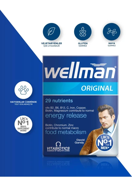 Vitabiotics Wellman Original Erkekler İçin Takviye Edici Gıda 30 Tablet