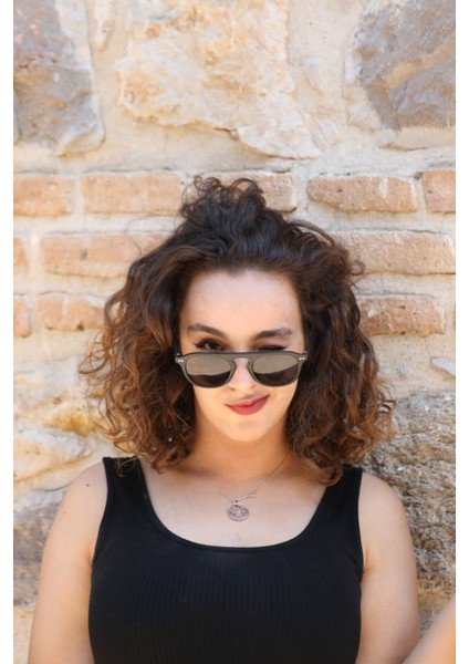 Yuvarlak Siyah Çerçeve Füme Cam Unisex Güneş Gözlüğü 2021 06 46-20-140