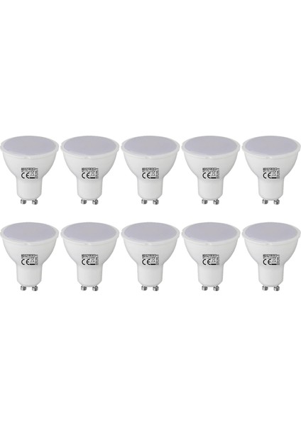 10'Lu Paket 6w - 62w Dim Edilebilir Gu10 Led Ampul Beyaz Işık 390 Lümen Dimli Led Ampul Çanak Spot Ampul