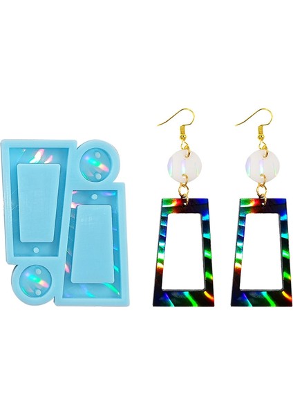 Holografik Işık ve Gölge Epoksi Reçine Silikon Kalıp Dıy Holografik Küpe Kolye Epoksi Reçine Silikon Kalıp, B (Yurt Dışından) modelleri