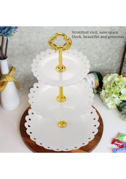 Takım Kek Standı 3 Katmanlar Düğün Pastası Plaka Standı Tatlı Meyve Sebze Yerleştirilen Aracı Düğün Doğum Günü Partisi Beyaz (Yurt Dışından) indirimleri