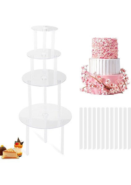 Kek Standı Kek Tabağı 4 Yeniden Kullanılabilir Kek Desteği, 12 Plastik Dübel Çubuklu Çok Katmanlı Kek Dekorasyonu Için Kek Destekleri (Yurt Dışından) modelleri
