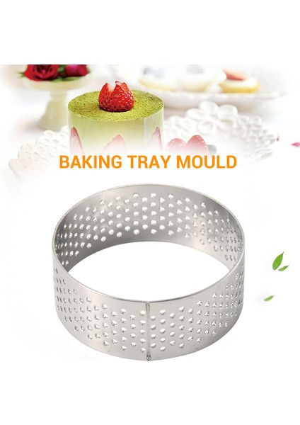10 Paket 5cm Paslanmaz Çelik Tart Halkası, Isıya Dayanıklı Delikli Kek Mousse Halkası, Yuvarlak Halka Pişirme Donut Araçları (Yurt Dışından)