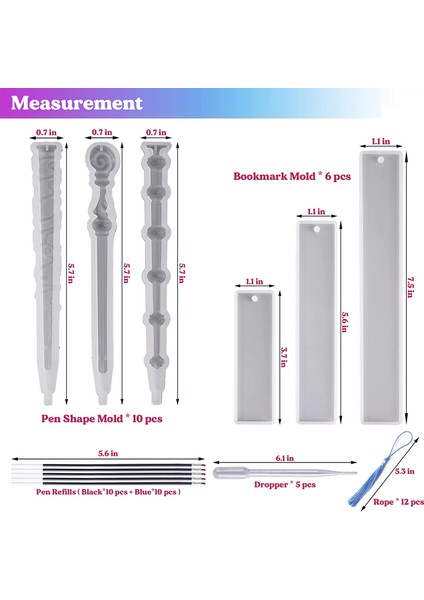 Reçine Için Silikon Kalıplar, 10 Adet Reçine Kalem Kalıplı Epoksi Kalıplar, Dıy El Sanatları Için 6 Adet Yer Imi Reçine Kalıpları, Hediyeler (Yurt Dışından) modelleri