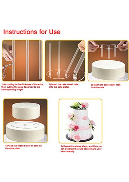 Kek Tabağı, 5 Kek Standı, 15 Dübel Çubuklu Kek Tabanı (9/12/16/20/20 Cm), Katmanlı Istiflenmiş Kekler Için Tekrar Kullanılabilir, Düğün Için (Yurt Dışından) modelleri