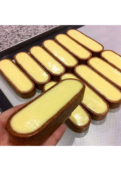 15 Adet Oval Tartlet Kalıpları Delikli Tart Kalıpları Pişirme Için Paslanmaz Çelik Yuvarlak Form Halkası Tart Mousse Pies Kiş (Yurt Dışından)