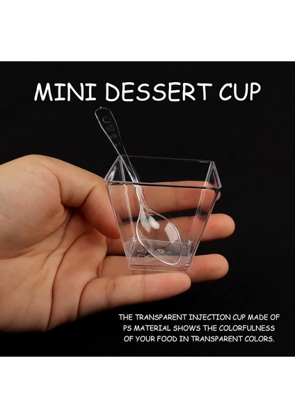 Kaşıklı 50 Tatlı Bardağı Paketi, 60 ml Tatlı Kase Seti, Dıy Plastik Tatlı Bardağı, Yeniden Kullanılabilir Yamuk Bardak Seti (Yurt Dışından) fiyatları