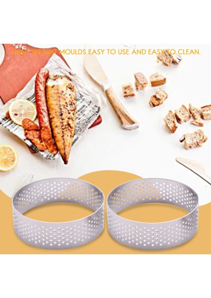 Adet Paslanmaz Çelik Tart Yüzük, Isıya Dayanıklı Delikli Kek Mousse Yüzük Yuvarlak Çift Haddelenmiş Tart Yüzük Metal Kalıp 6 cm (Yurt Dışından) indirimleri
