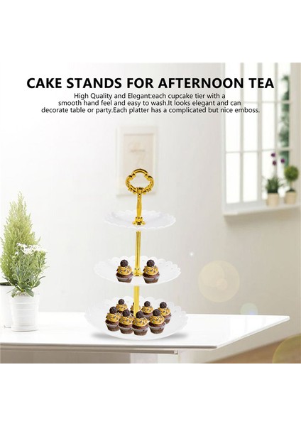 Katmanlı Plastik Kek Standı Tatlı Şeker Ekran Kulesi, Partiler Için Katmanlı Servis Tepsisi Çocuklar Doğum Günü Düğün 2 Adet (Yurt Dışından)