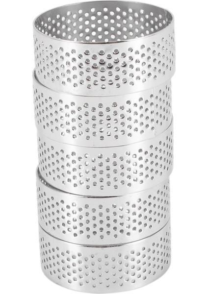 Paslanmaz Çelik Delikli Tart Yüzük, 5 Adet 5 cm Delikli Kek Mousse Yüzük, Pişirme Tatlı Yüzük Için Dıy Yuvarlak Tart Yüzükler, (Yurt Dışından)