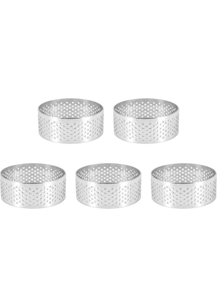 Paslanmaz Çelik Delikli Tart Yüzük, 5 Adet 5 cm Delikli Kek Mousse Yüzük, Pişirme Tatlı Yüzük Için Dıy Yuvarlak Tart Yüzükler, (Yurt Dışından) modelleri