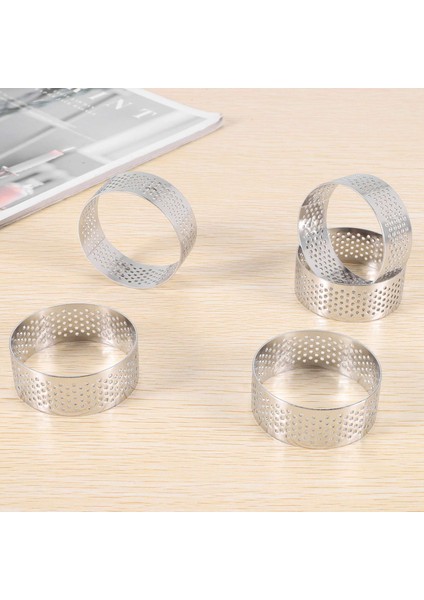 Paslanmaz Çelik Delikli Tart Yüzük, 5 Adet 5 cm Delikli Kek Mousse Yüzük, Pişirme Tatlı Yüzük Için Dıy Yuvarlak Tart Yüzükler, (Yurt Dışından) fırsatları