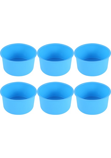 Silikon Mini Kek 4 Inç Yuvarlak Fırın Tepsisi Yapışmaz Silikon Pişirme Kalıbı Bakeware Tava Yeniden Kullanılabilir Mavi, 6'lı Set (Yurt Dışından)