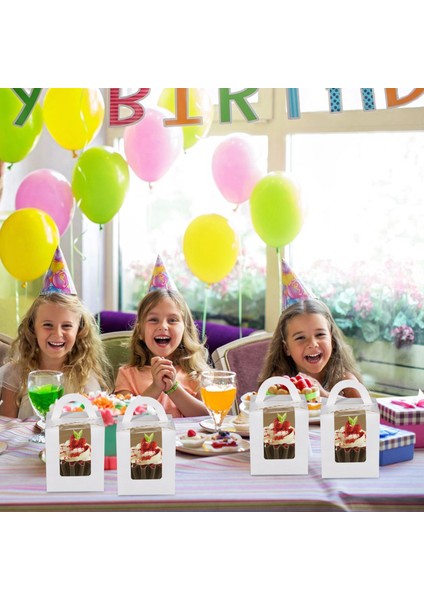 50 Adet Tek Cupcake Kutuları Beyaz Bireysel Cupcake Taşıyıcı Tutucular, Fırın Sarma Ambalajı Için Pencere Ekleri ile (Yurt Dışından)