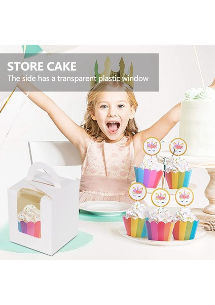 50 Adet Tek Cupcake Kutuları Beyaz Bireysel Cupcake Taşıyıcı Tutucular, Fırın Sarma Ambalajı Için Pencere Ekleri ile (Yurt Dışından)