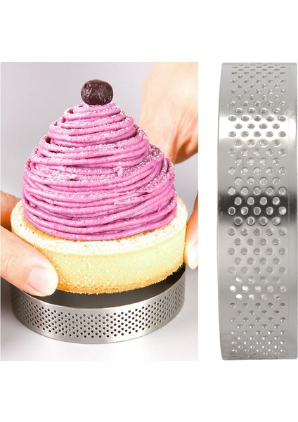 Adet Dairesel Gözenekli Tart Halkası Alt Kule Pasta Kek Kalıbı Pişirme Araçları Isıya Dayanıklı Delikli Kek Mus Halkası, 8 cm (Yurt Dışından) fırsatları