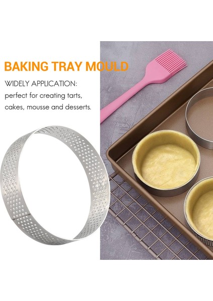 Adet Dairesel Gözenekli Tart Halkası Alt Kule Pasta Kek Kalıbı Pişirme Araçları Isıya Dayanıklı Delikli Kek Mus Halkası, 8 cm (Yurt Dışından) indirimleri