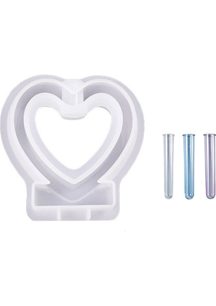 Hidroponik, Çiçek Tutucu, Ev Ofis Dekoru, Sevgililer Günü Hediyesi Için 3 Test Tüpü ile Kalp Şekilli Epoksi Reçine Kalıpları (Yurt Dışından)