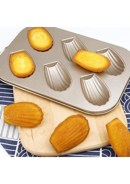 2'li Paket Madeleine Kalıp Kek Tavası, Yapışmaz Ağır Hizmet Kabuğu Madeline Fırında Pişirme Için Bakeware (Altın) (Yurt Dışından)
