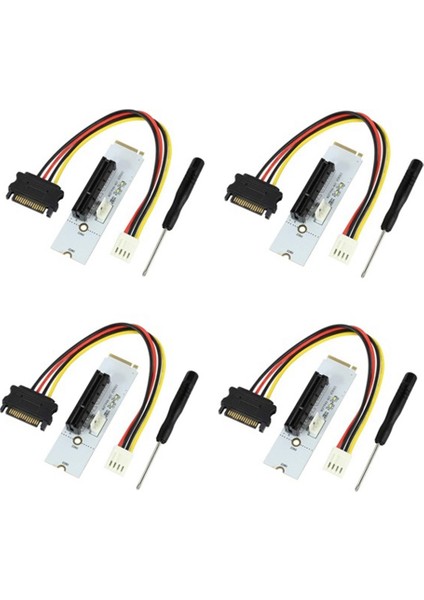 Adet Ngff M.2 - Pcı-E 4x Yükseltici Kart M2 Anahtar M - Pcıe X4 Adaptörü ile Sata Güç Kablosu M2 Yükseltici Kart Desteği 2260 2280 (Yurt Dışından)
