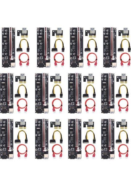 12 Adet VER009S Artı Yükseltici Kart Sata 1x Ila 16X 6pin USB 3.0 Kablosu Pcıe Pcı-E Pcı Express Adaptörü Genişletici Madencilik Madenci (Yurt Dışından)