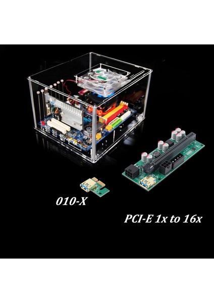 Adet 010-X Pcıe 1x Ila 16X Usb3.0 60MM Grafik Kartı Uzatma Yükseltici Kart Flaş LED Gpu Btc Madencilik Yeni Sürüm (Yurt Dışından)