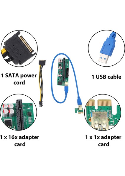 Adet 010-X Pcıe 1x Ila 16X Usb3.0 60MM Grafik Kartı Uzatma Yükseltici Kart Flaş LED Gpu Btc Madencilik Yeni Sürüm (Yurt Dışından)